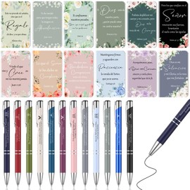 Eaasty 24 Pcs Spanish Christian Gift for Women Christian Bible Notebook Spanish Ballpoint Pen Motivational Inspirational Scripture Regalos Cristianos Para Mujer En Español for Church
