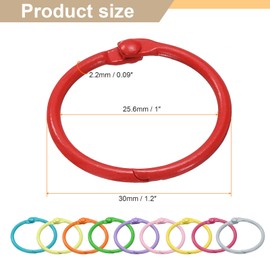 sourcing map 50pcs Binder Rings 1 Inch Loose Leaf Binder Ring Metal Book Rings Colorful Loose Leaf Rings for Index Cards Keychain Key Notebook Rings for Home Office (Ten Colors)