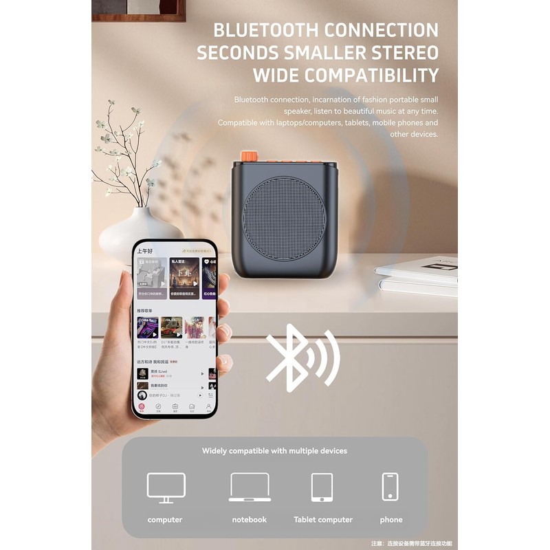 Wireless Voice Amplifier with Wireless Lavalier Microphone,Portable Speaker Megaphone with