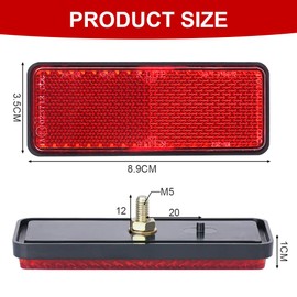 AYBUY 4Pcs Motorcycle Reflectors, Bolt Screw Rectangular Safety Reflector, Strong Reflective Ability Red Light Reflectors, Red Safety Warning Reflector for Trucks Bicycle Trailers Gate Posts,Screw