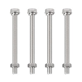 TA-VIGOR 4Pcs M10 x 130mm Hex Head Screws Bolts, Nuts, Flat & Lock Washers Kits, Fully Thread Hexagon Bolts, High Tensile Cap Screws for Metal Work, Automotive Machinery, Bike Motorcycles Repair