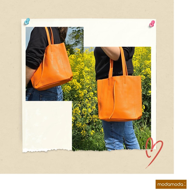 modamoda de - T253 - Italian Leather Tote Bag with