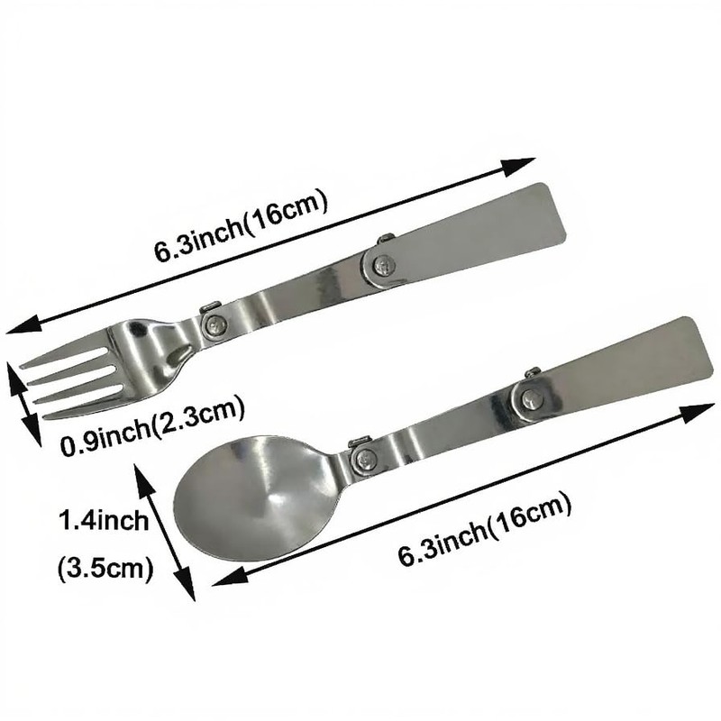 2-Pack Foldable Fork and Spoon Set, Stainless Steel Portable Travel