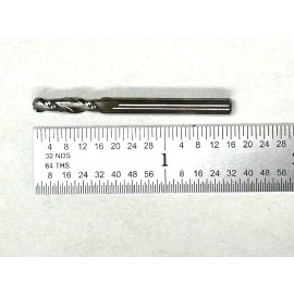 HTC 1/8" 2 FLUTE SINGLE END CARBIDE BALL NOSE END MILL  1/2" X 1-1/2"  HTC 135-2125