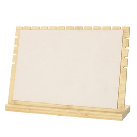 AIMALL 11.8in x 7.9in Bamboo and Leather Jewelry Display Rack, Durable Necklace and Bracelet Hanger with Stable Base, Elegant Chain and Accessory Organizer