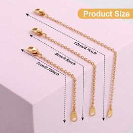 3PCS Gold Necklace Extender Gold Chain Extenders for Necklaces Delicate Necklace Extender Chain Set Gold Chain Extender with Double Sided Claps Necklace Bracelet Anklet Extension for Women(2 3 4 Inch)