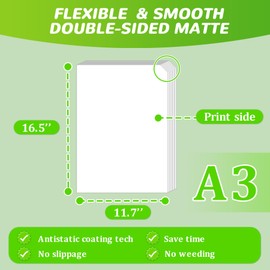 Aoder DTF Transfer Film Sheets - A3(11.7"×16.5") 100Pcs Double Side Matte Heat Transfer DTF Paper (Upgrade Version)