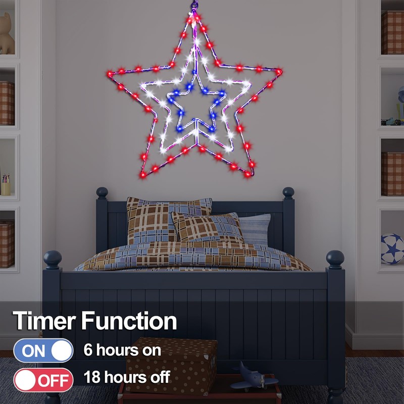 4th of July Patriotic Red White and Blue Decorations Lights,