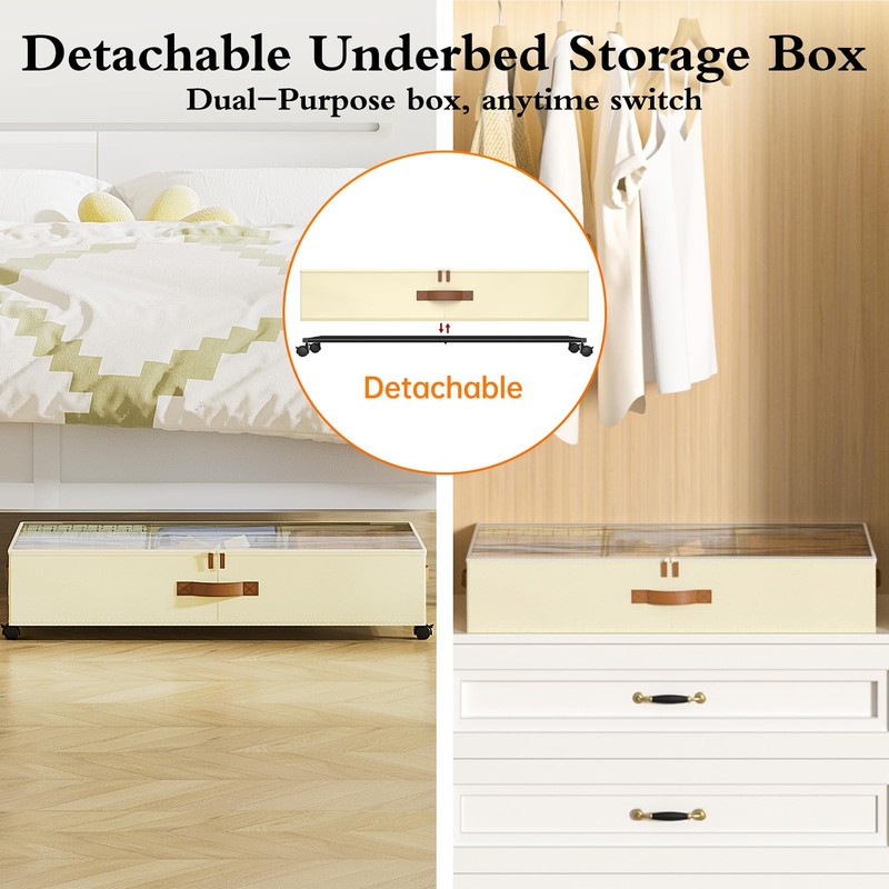Yecaye Under Bed Storage with Wheels, 2Pack Under Bed Storage
