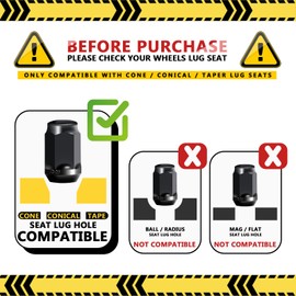 Shu-Ran Golf Cart Wheel Lug Nuts for Yamaha/GEM, 12MMx1.25" Size Black 16 PCS