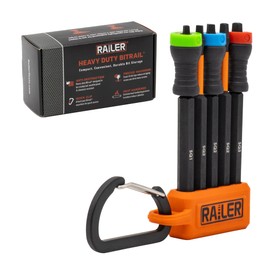 Square Bit Set w/Magentic Sleeves - Premium S2 Steel 3-1/2 Inch Impact Driver 5-Piece Robertson Square Bit Set With 3 Magnetic Sleeves & Storage Bit Holder & Carabiner
