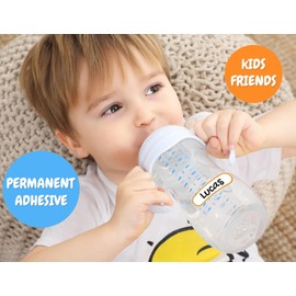 Baby Bottle Labels for Daycare, Self-Laminating, Waterproof Write-On Name Labels, Assorted Sizes & Colors, Pack of 80 (Rainbow)