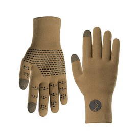 Showers Pass Cross Point Waterproof Knit Wool Touchscreen Unisex Gloves- Bike, run, hike, fish, hunt, travel & more- Coyote Brown Small