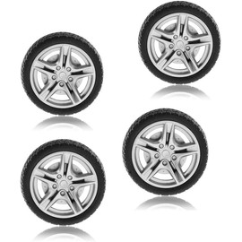4Pcs Black 48mm Rubber Tires, Simulation Rubber Wheel Tire Wheel Toy Model DIY RC Spare Parts Easy Installation Small in Size, Remote and App Controlled Vehicles and Parts, Wheels and Tires