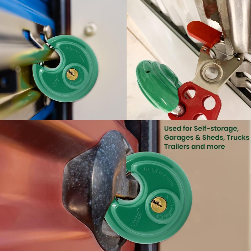 Unity Same Keyed Green Disc Padlock 2-3/4" (70mm) Premium self