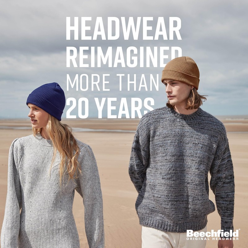 Beechfield B337 Appliqué Patch Beanie, Haferflockenweiß, Einheitsgröße