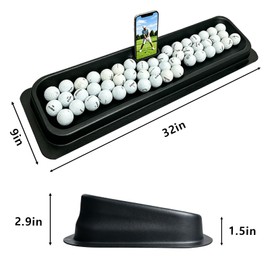 GCDZFYG 100-Ball Golf Tray with Phone Stand & Drainage Holes (Black) -