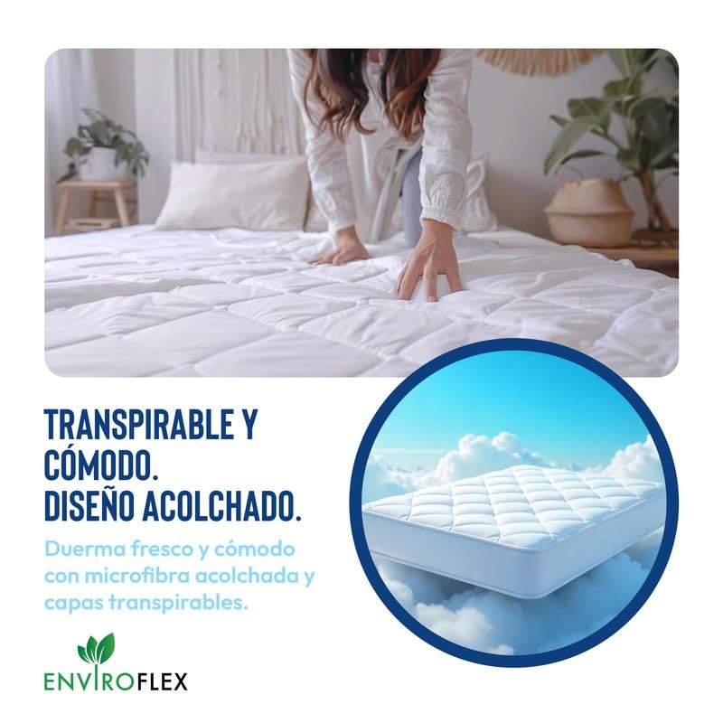 Enviroflex Quilted Mattress Topper Universal Comfort with Waterproof Protection Extra