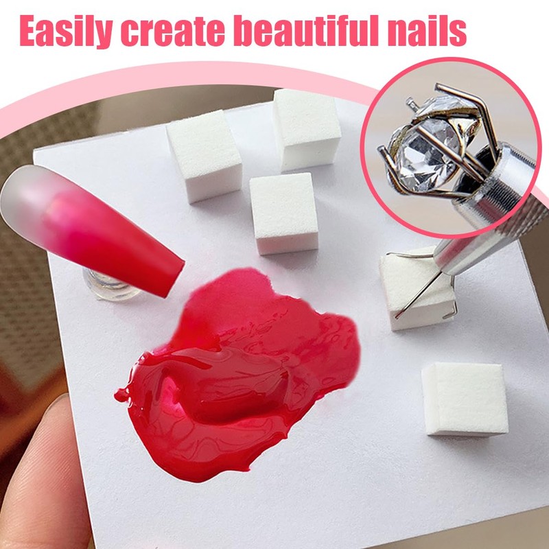 XPEX 100 Pack Nail Sponges, Nail Art Sponge Brush, Sponge