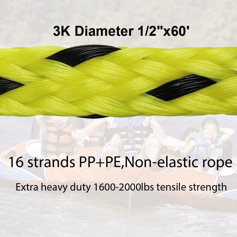 Cyberoctopus 18m/60ft Tow Rope for Tubing,1-6 Rider Towable Tube(3K Diameter