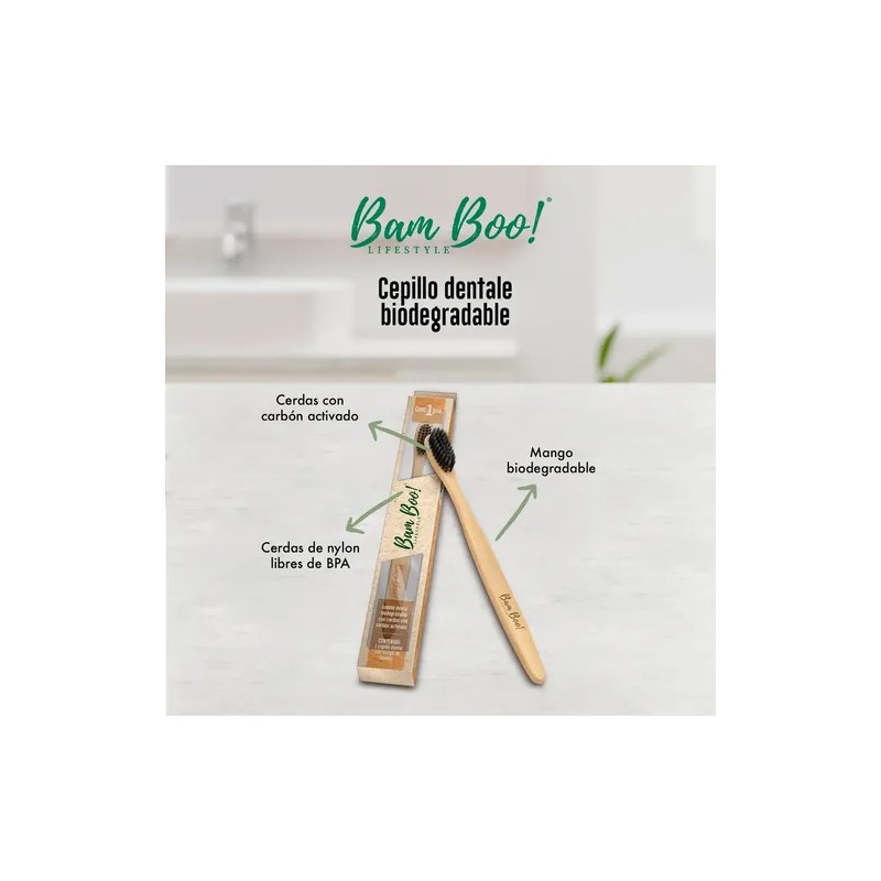 50 Pack Cepillo De Dientes Bambú Cerdas De Carbón Activado