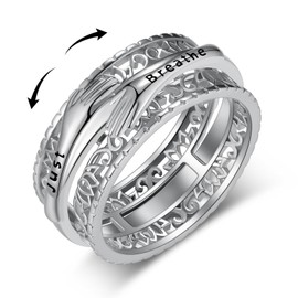 CVRAVO Just Breathe Rings for Women 925 Sterling Silver Just Breathe Spinner Ring Inspirational Jewelry Gifts for Women, Size: 9, Sterling Silver, No Gemstone