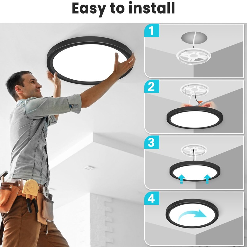 libtit 12 inch Flush Mount LED Ceiling Light Fixture, 3000K