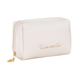 LJCZKA Kosmetiktasche für Damen, Kosmetiktasche, Organizer, kleine Kapazität, Kosmetiktasche, tragbar, aus weichem PU-Leder, perfekt für Reisen / im Freien, Weiß, niedlich