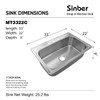 Sinber Sinber MT3322C 33" x 22" x 9" Drop In
