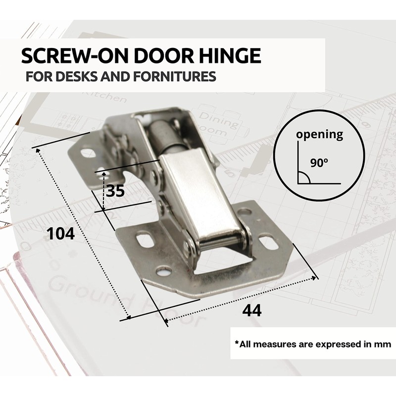 DOJA Barcelona Cabinet Hinges, Pack of 4, 104 x 44