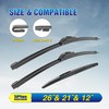 3 Wipers 26"/21"/12" Replacement For Acura MDX 2013 2012 2011