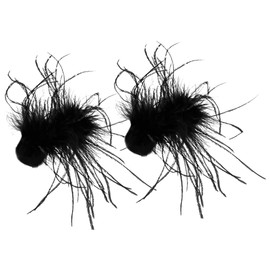 WOONEKY Elegant Gothic Hair Clips Set of 2 Ostrich Plume Hair Pins Accessories for Women