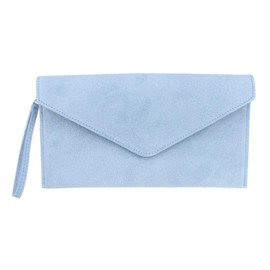Girly Handbags Womens Genuine Italian Suede Leather Envelope Clutch Bag Wedding Purse Handbag Crossbody Bag Large (Serenity)