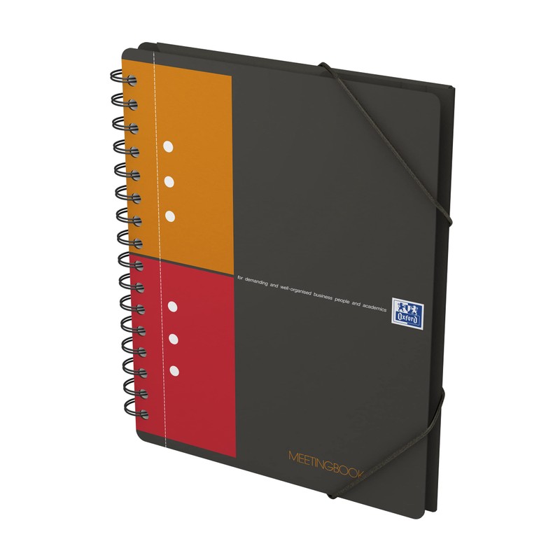 Oxford Meetingbook International A5, kariert 160 Seiten, mit Gummizugmappe und