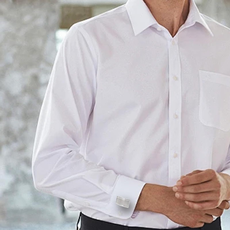 Men's Silver Cufflinks - Rectangle Cufflinks for Wedding, Business &