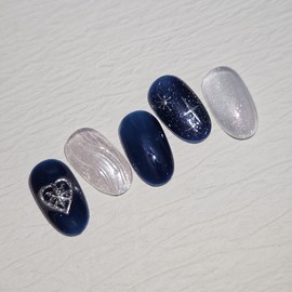 Midnight Sparkle Handmade Nail Tips - Almond Long / 미드나잇 스파클 수제네일팁 - 아몬드롱