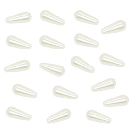 PPhtony 6x14mm Plastic Faux Teardrop Pearl Beads Imitation Waterdrop Pearl Beads for Pendant Necklace Earrings Christmas Wedding Head Band Headpieces DIY Craft Jewelry Making, 100PCS (Beige)