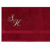 Lashuma Embroidered Hand Towel Red Ruby with Monogram, Terry Towelling