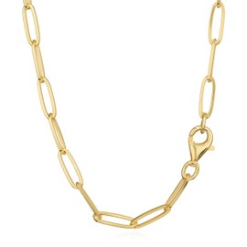 NKlaus 925 silver yellow gold plated long anchor chains, 42 cm, 45 cm, 50 cm, 4.1 mm width - a stylish necklace for a sophisticated look, Gold