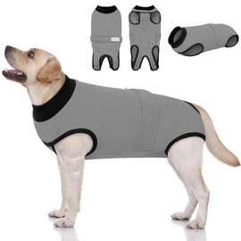 Queenmore Recovery Suit for Dogs Cats After Surgery,Dog Surgical Recovery Suit Onesie,Anti Licking Pet Female Post-Operative Spayed Neutered Puppy Surgical Clothes for Abdominal Wounds, Grey XL