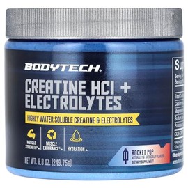 BODYTECH Creatine HCl + Electrolytes Powder - Highly Water-Soluble & Bioavailable - Supports Hydration & Performance - Rocket Pop (8.8 oz, 75 Servings)