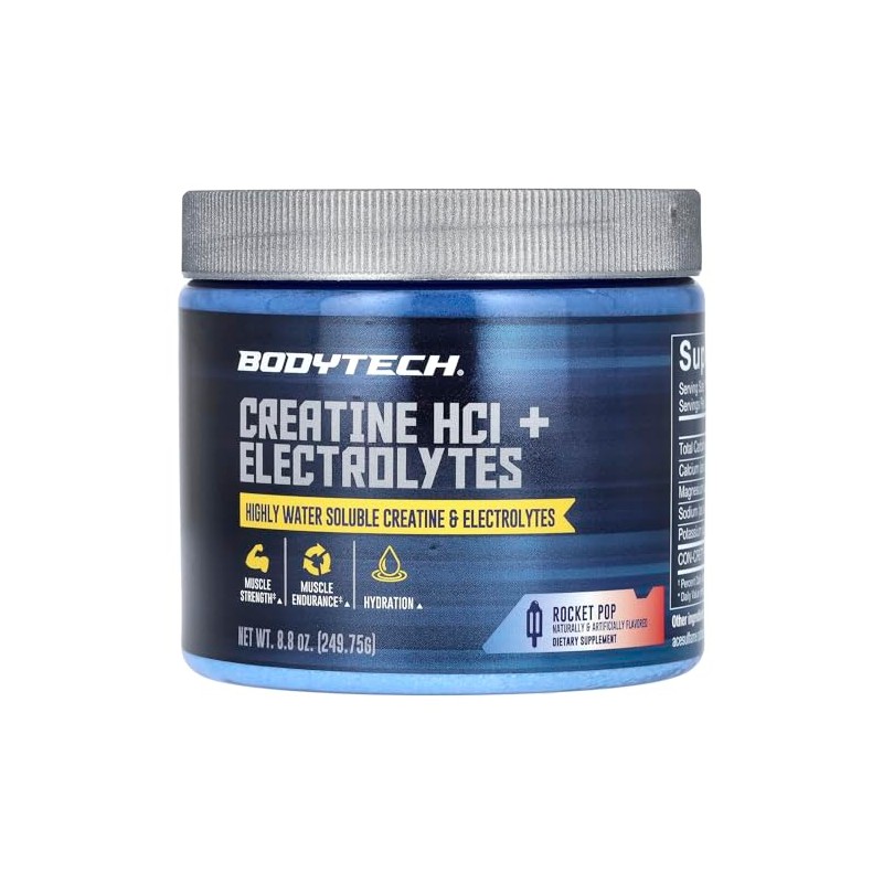 BODYTECH Creatine HCl + Electrolytes Powder - Highly Water-Soluble &