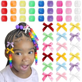Arocooy Hair Beads Multicolor Small Hair Bows Girls Hair Beads for Braids Cute Hair Accessories Dreadlock Decorations