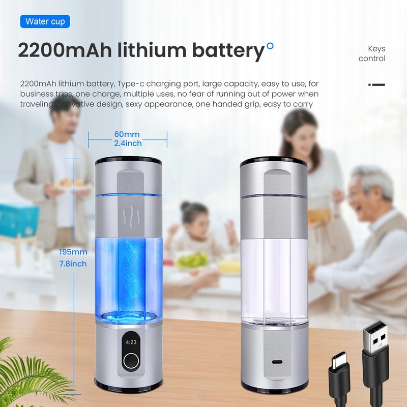 Alkadrops Portable Hydrogen Rich Water Maker Bottle 5000PPB Concentration PEM