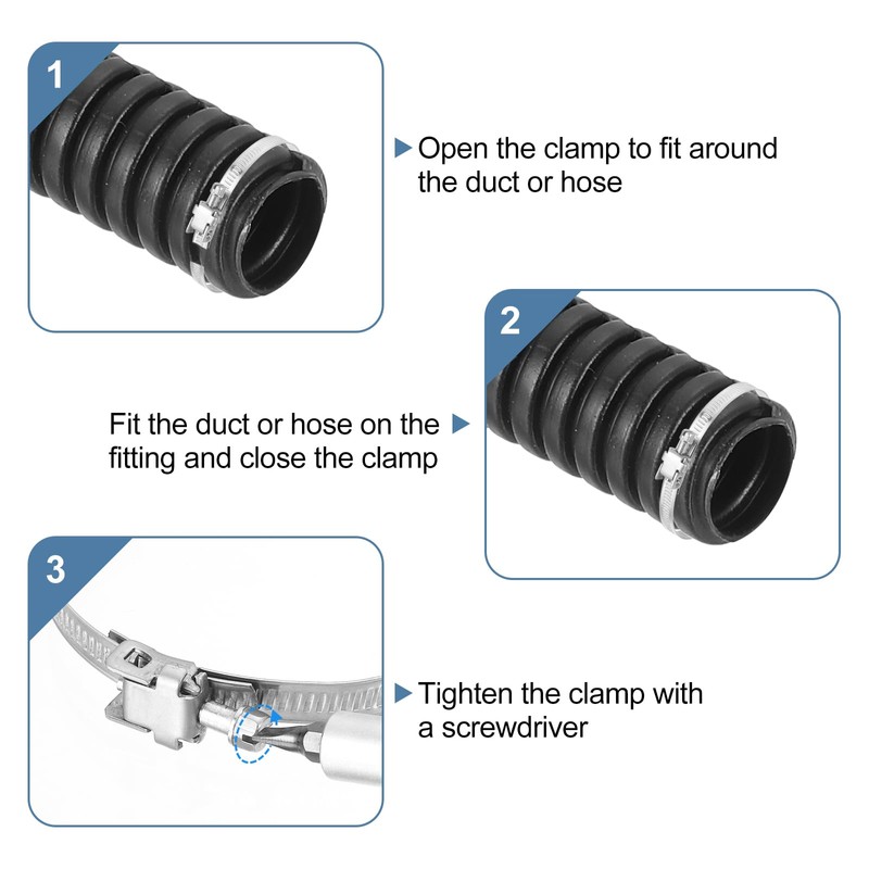 uxcell 12 Inch 430 Stainless Steel Duct Clamps, 10 Pcs