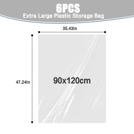 XRXYMQ Plastic Bags Large Pack of 6 Storage Bags 90 x 120 cm Plastic Bags Large Storage Bags Transparent Dustproof for Suitcases Luggage Furniture Quilts Office Chairs Plush Toys