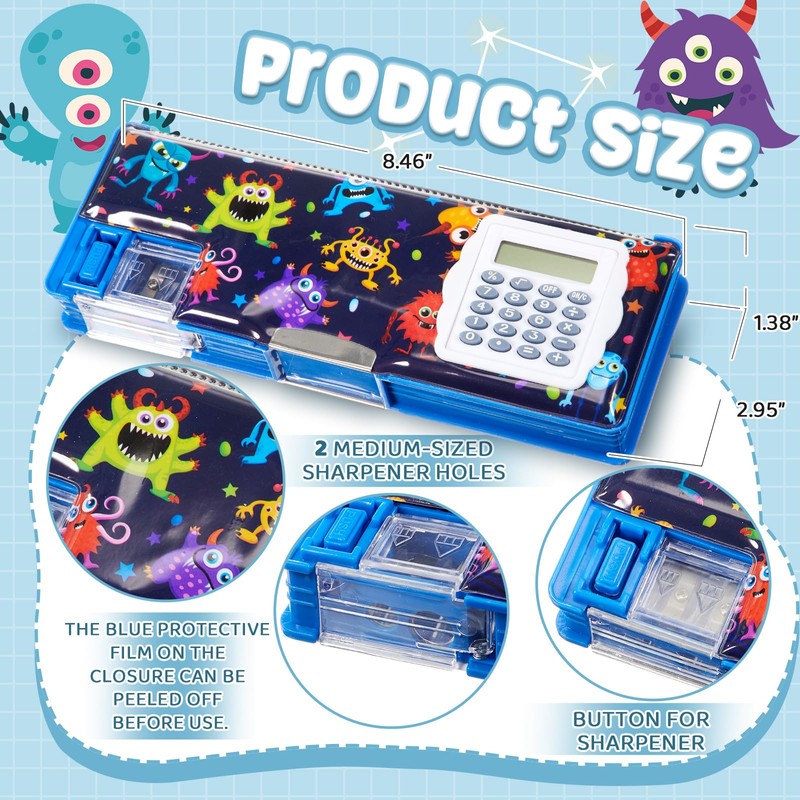 Henoyso Multifunctional Pencil Box for Boys Microorganism Pencil Case with