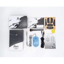 G-wolves Hati HTS (klein) ACE kabelgebundene Gaming-Maus, ultraleicht, Waben-Design, PAW3389 Sensor, 50 bis 19.000 CPI – 45 ± 2 Gramm (~ 36.9 g) – TTC Gold Encoder – (klein, transparent, blau E