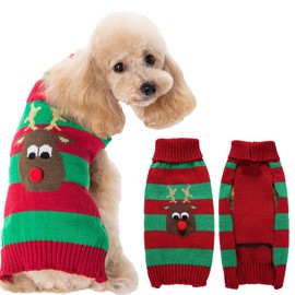 ABRRLO Christmas Dog Jumper Dog Sweater Dog Jumper Pet Warm Puppy Small Medium Dogs (L, Deer-A)