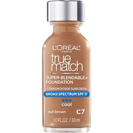 L’Oréal Paris Makeup True Match Super-Blendable Liquid Foundation, Nut Brown C7, 1 Fl Oz,1 Count